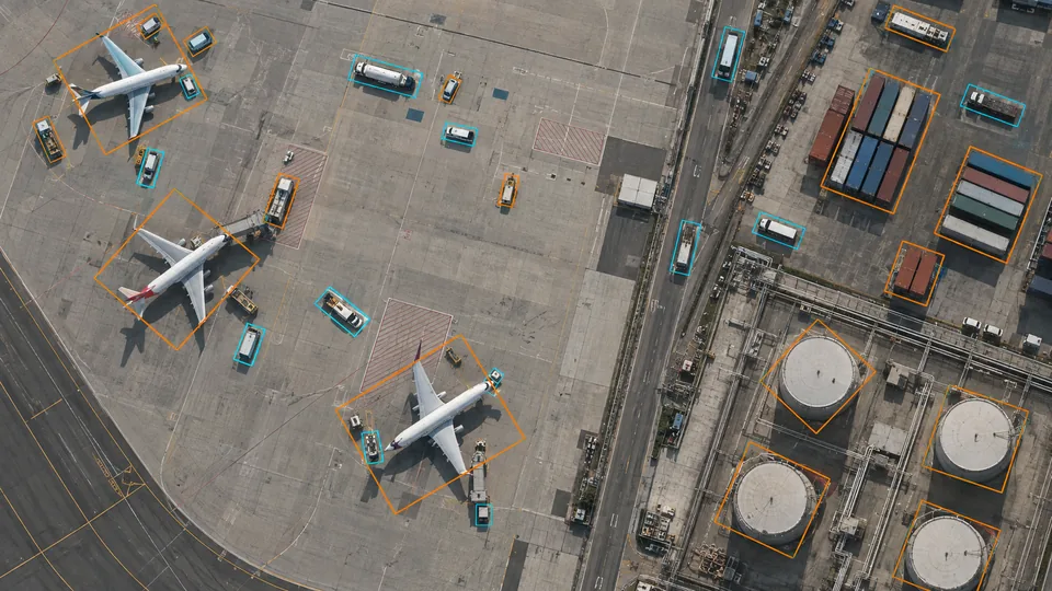 Aerial aircraft, vehicles, containers, and tanks with oriented bounding boxes
