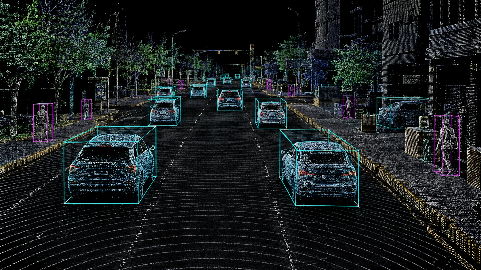 Automotive LiDAR point cloud with geometry-aligned 3D cuboids