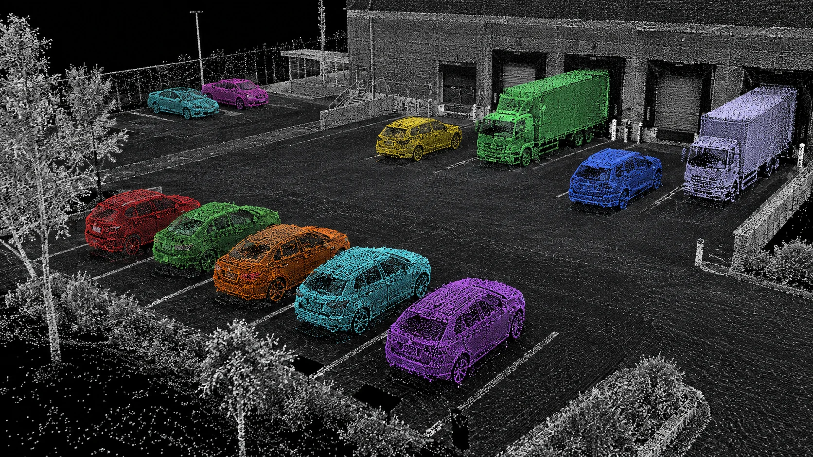 Same-class vehicle point clusters separated into distinct 3D instances