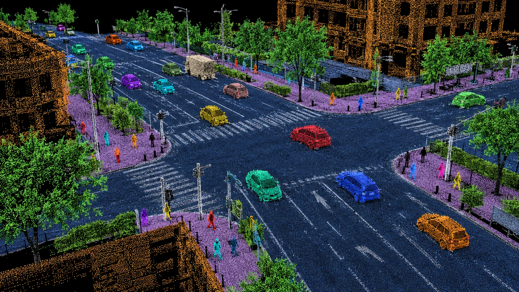 Urban point cloud combining semantic surfaces and individual object instances