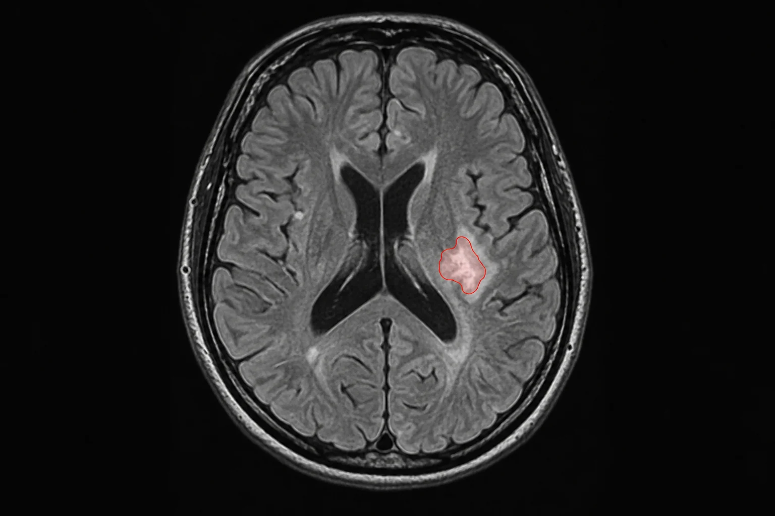 Brain MRI with an anatomical lesion segmentation mask