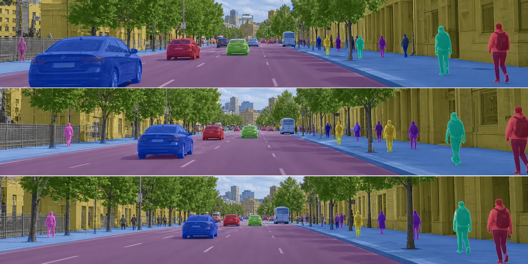 Temporally consistent street-scene stuff regions and thing instances